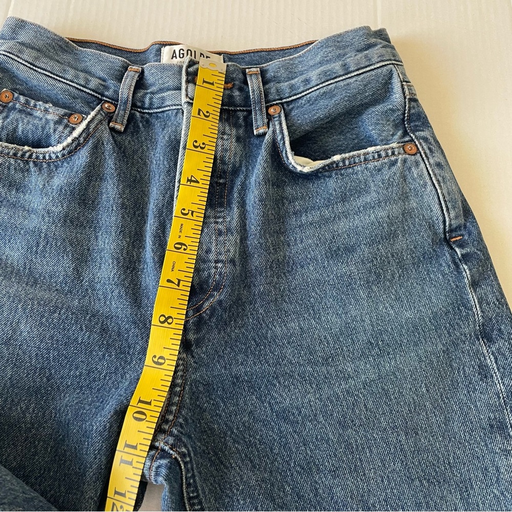Agolde 90’s Pinch Waist High Rise Women's Blue Straight Leg Jeans Button up - Picture 8 of 15